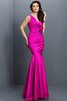 Vestido de Dama de Honor en Tafetán de Flores de Escote en V de Largo - 11