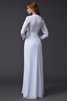 Robe de bal naturel longueur au ras du sol avec manche longue v encolure avec zip - 2