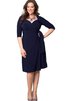 Reißverschluss Herz-Ausschnitt gerüschtes Chiffon schlichtes knielanges Cocktailkleid - 1