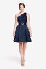 Plissiertes Ein Schulter mini Brautjungfernkleid - 5
