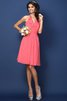 Natürliche Taile Chiffon Nackenband A-Line Kurzes Brautjungfernkleid - 27