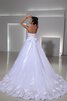 Normale Taille Reißverschluss Spitze bodenlanges Brautkleid mit Bordüre mit Gürtel - 4