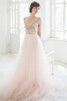 Abito da Sposa in Pizzo stravagante con Fiore in Tulle Coda A Strascico Corto V-Scollo - 1