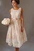 Robe de mariée simple decoration en fleur a-ligne avec sans manches encolure ronde - 1