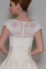 Robe de mariée nature longueur mollet en organza avec manche courte appliques - 2