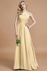 Natürliche Taile Prinzessin Reißverschluss Gerüschtes Bodenlanges Brautjungfernkleid - 12