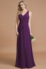 Prinzessin Normale Taille Bodenlanges Brautjungfernkleid aus Chiffon mit V-Ausschnitt - 18