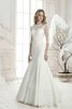Abito da Sposa con Tre Quarti Lunghezza Maniche largo in pizzo Naturale con Applique Sirena - 1