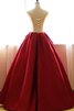 Tüll Duchesse-Linie Spitze Ärmelloses Perlenbesetztes langes Quinceanera Kleid - 2