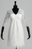 Abito da Sposa V-Scollo in pizzo con Increspato A-Line Semplice Shiena Sheer - 3
