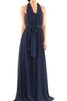 Chiffon Sweep train A-Line schlichtes romantisches Brautjungfernkleid mit Gürtel - 1