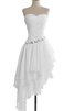 Robe demoiselle d'honneur en chiffon ruché avec perle ligne a manche nulle - 1
