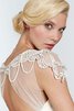 Robe de mariée avec chiffon avec manche courte de traîne mi-longue entrecroisé avec cristal - 4