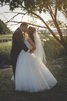 Abito da Sposa Schiena Nuda in Tulle Cuore con Criss-cross con Increspature A-Line - 1