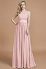 Robe demoiselle d'honneur manche nulle avec zip ruché jusqu'au sol en chiffon - 25