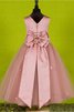 A-Linie Reißverschluss Schaufel-Ausschnitt Normale Taille Bodenlanges Blumenmädchenkleid - 2