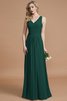 Prinzessin Normale Taille Bodenlanges Brautjungfernkleid aus Chiffon mit V-Ausschnitt - 14