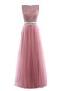 Vestido de Fiesta de Corte Evasé de Cristal de Corpiño Con lentejuelas de Largo - 1