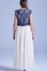Chiffon langes Brautjungfernkleid mit Bordüre mit gekappten Ärmeln - 2