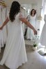 Abito da Sposa V-Scollo in Chiffon in Pizzo A-Line Semplice A Terra - 2