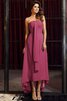 Robe demoiselle d'honneur bref de bustier asymétrique manche nulle avec chiffon - 5
