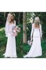 Plissiertes luxus langes romantisches Brautkleid aus Chiffon mit Reißverschluss - 4