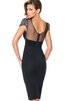 Bateau normale Taille Satin formelles knielanges Cocktailkleid mit hohem Kragen - 2