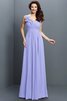 Robe demoiselle d'honneur plissage longue jusqu'au sol de col en v avec chiffon - 17