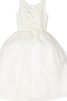 Robe de cortège enfant plissé facile en organza avec perle manche nulle - 2