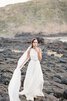 Robe de mariée naturel avec chiffon jusqu'au sol fermeutre eclair a plage - 1