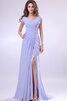 Robe de soirée elégant romantique de col en v ouverture frontale ruché - 1