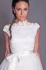Abito da Sposa A-Line al ginocchio con Nastro Cappellino Semplice in pizzo - 5