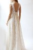 Robe de mariée elégant romantique avec zip col ras du cou ligne a - 5