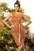 Robe demoiselle d'honneur naturel bref en forme au niveau de genou manche nulle - 20