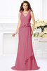 Robe demoiselle d'honneur naturel longue avec fleurs manche nulle de col en v - 28
