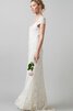 Kurze Ärmeln plissiertes enges glamouröses bodenlanges Brautkleid mit gekappten Ärmeln - 4