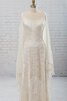 Robe de mariée courte naturel a-ligne brodé avec mousseline - 4