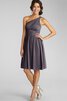 Ein Schulter trägerloser Ausschnitt Chiffon A-Line mini Brautjungfernkleid - 23