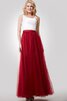 Tüll Ärmelloses Satin einfaches Brautjungfernkleid mit Schleife mit Gürtel - 1