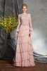 Chiffon Langärmeliges Anständiges Brautmutterkleid mit Rüschen mit Reißverschluss - 1