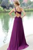 Abito da Sera con Fiore A Terra in Chiffon Conotta Schiena Nuda - 5