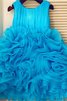 Ärmellos Organza Duchesse-Linie Wadenlanges Blumenmädchenkleid mit Schichtungen - 6