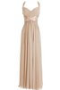 Abito da Damigella Senza Maniche Profondo V-scollo A Terra V-Scollo in Chiffon Naturale - 6
