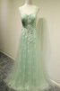 Clasico Vestido de Fiesta de Plisado de Escote Corazón de Abalorio de Encaje Adorno - 1