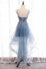 Satin Tüll Gewinnend Cocktailkleid mit Rücken Schnürung mit Rüschen - 3