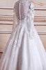 Abito da Sposa Cerniera in Raso in Tulle con Maniche Lunghe Sotto Ginocchio con Bottone - 4