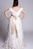Sweep Zug A-Line einfaches bodenlanges Brautkleid mit Applike mit Gürtel - 2