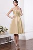 A Linie Elastischer Gewebter Satin Normale Taille Knielanges Kurzes Brautjungfernkleid - 12