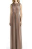 Robe demoiselle d'honneur en chiffon avec décoration dentelle a-ligne - 1