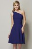 Abito da Damigella Mini in Chiffon con Increspato Naturale Monospalla - 25